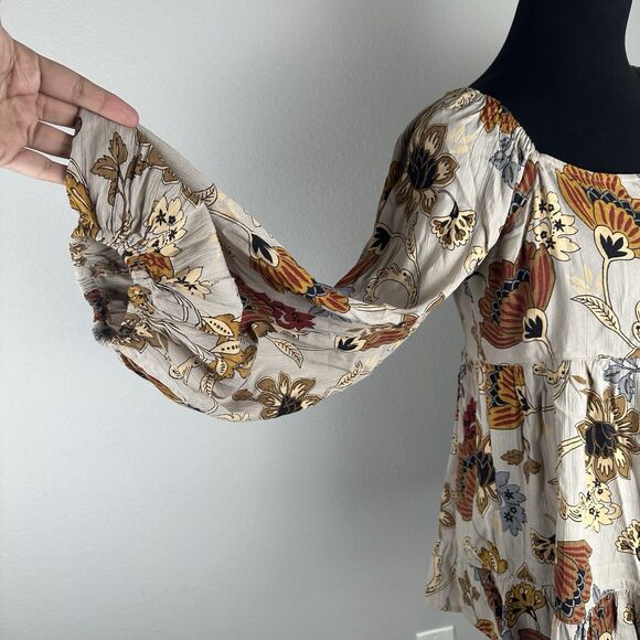 Angie Babydoll Top Womens Small Oversized Flowy Open Back Floral Bohemian Hippie - Picture 9 of 12